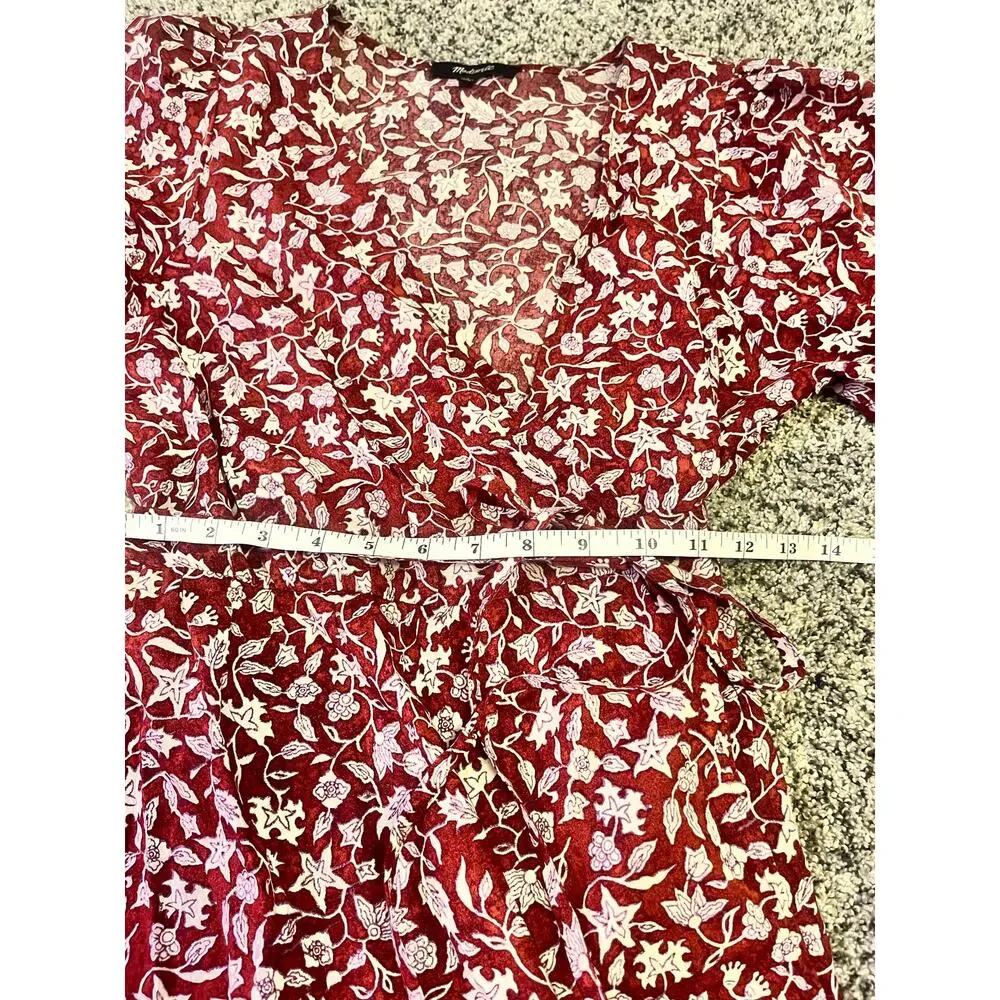 Madewell Red Floral Mini Dress 100% Cotton - Picture 10 of 15